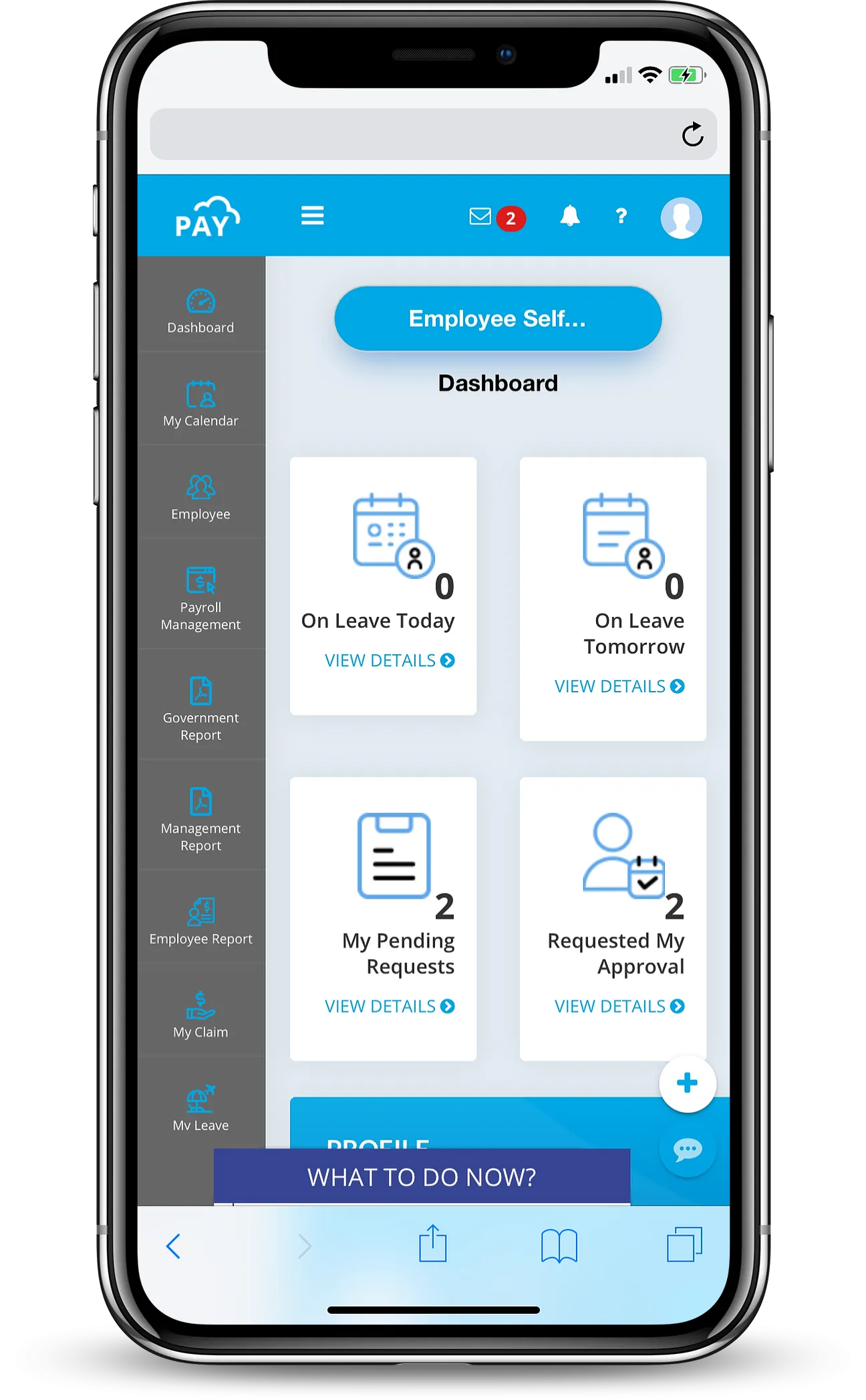 AutoCount HRMS mobile employee dashboard