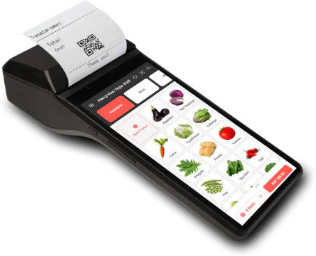 AutoCount PalmPOS handheld point-of-sale terminal with integrated receipt printer